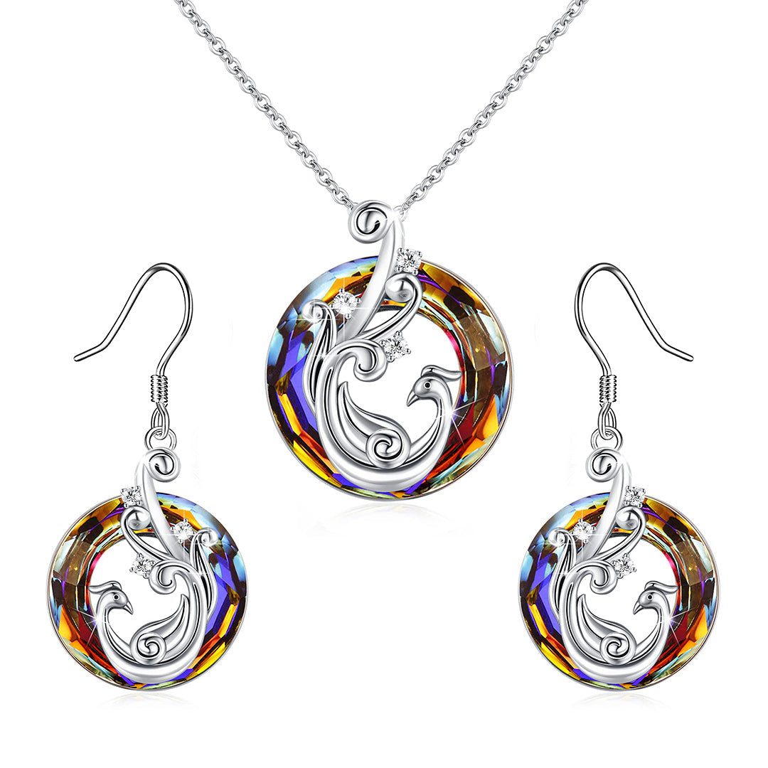 For Self - S925 I Survived Because The Fire Inside Me Burns Brighter Than The Fire Around Me Colorful Phoenix Necklace