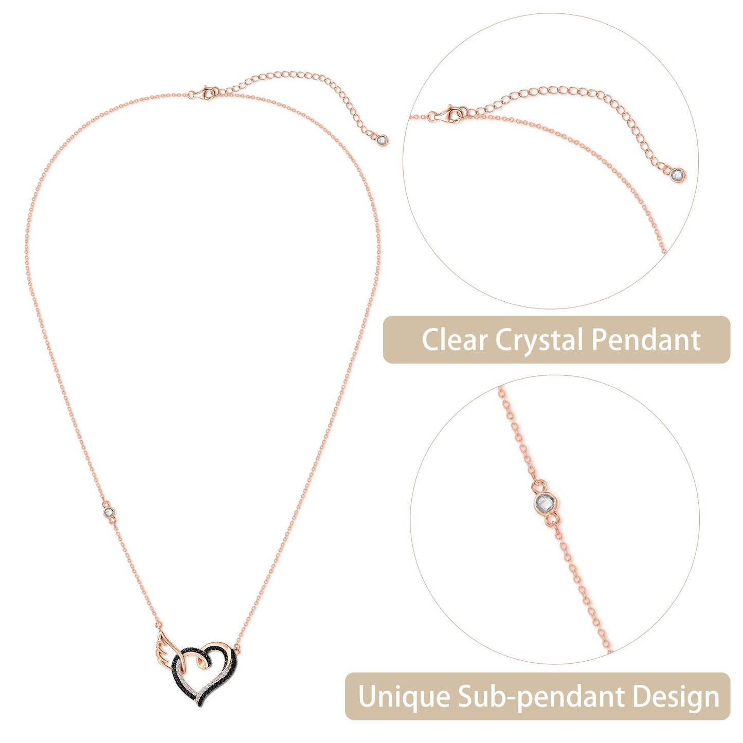 For Memorial - Life and Death Heart Wing Necklace