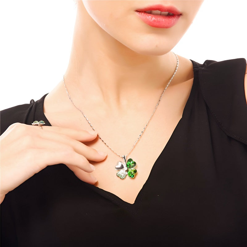 Irish By Blood American By Birth Patriot By Choice Four-Leaf Clover Necklace