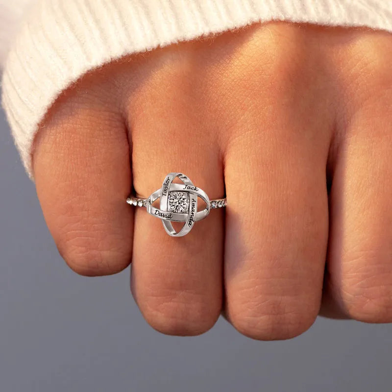 For Mother - S925 Custom Name Knot Ring